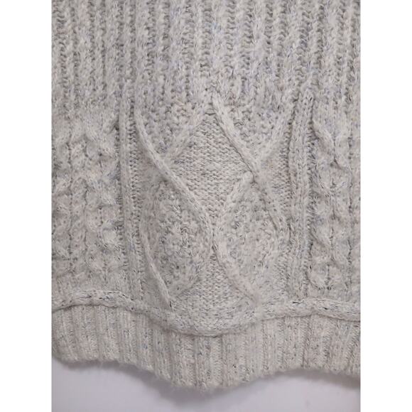 Vintage Chunky Cable Knit Sweater Women Sz M Gray Sparkle Pullover Nordic Preppy - Picture 7 of 15